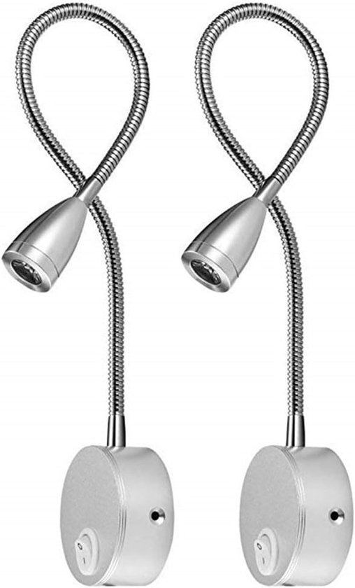 Wandmontierte Schwanenhals-leseleuchte – Dimmbare Led-leuchte – Flexibler Arm Für Lese- Und Umgebungsbeleuchtung – Silber