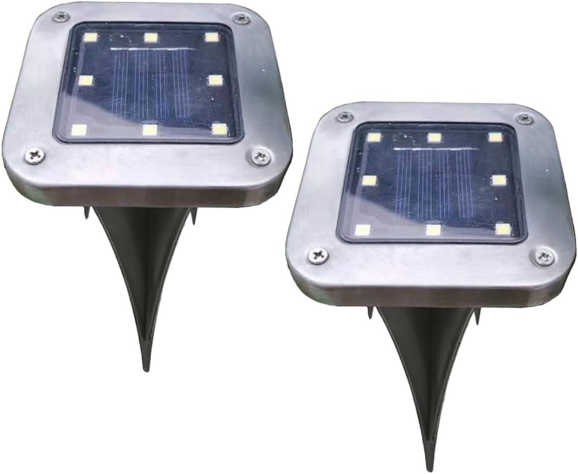 2er-packung Mit 8 Wasserdichten Led-solar-bodeneinbauleuchten Für Den Außenbereich, Silberfarben, Geeignet Für Wege Und Die Gartengestaltung Im Innenhof.