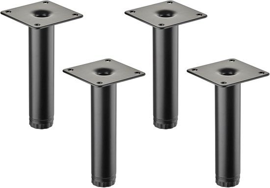 Möbelfüße Lima, Höhe 120 Mm, Ø 25 Mm, Höhenverstellbar 10 Mm, Matt Schwarz. Beine Für Vitrinen, Sockelfüße, Schrankfüße.