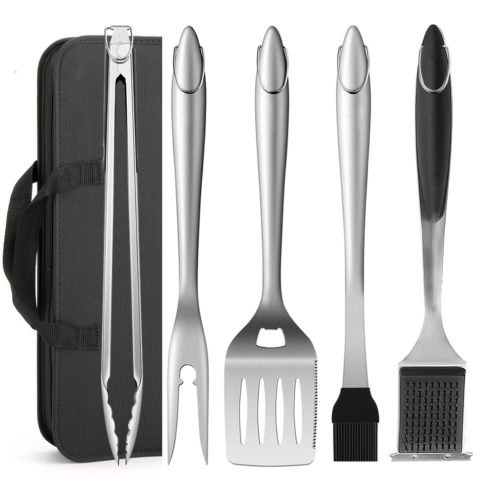 6-teiliges Grillbesteck-set, Grillzubehör Aus Edelstahl, Werkzeuge Zum Grillen, Kochen Und Campen Im Freien, Robuster Grillspatel, Grillzange
