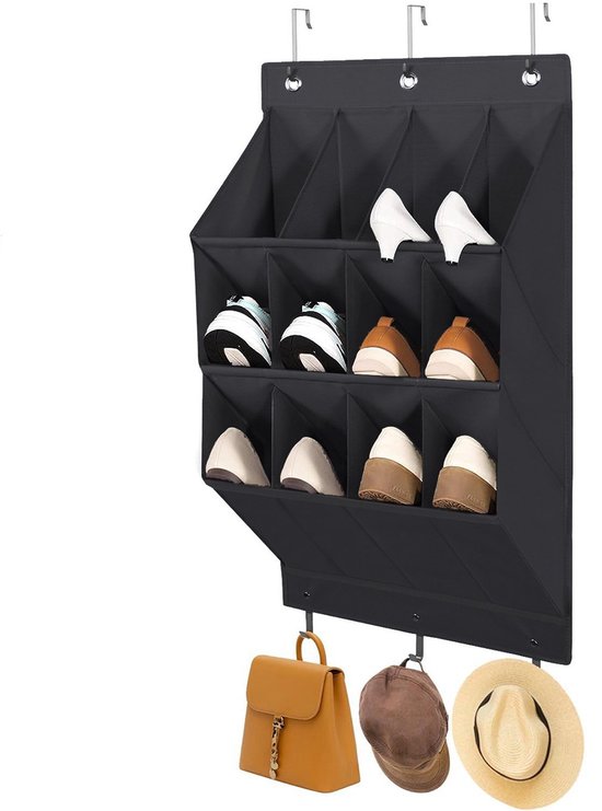 1 Stück, Hängender Schuhbeutel, Schuhaufbewahrung, Mit Haken, Türorganizer, Lösung Für Kleinkram, Platzsparend, Für Schuhe/wohnaccessoires, Schwarz