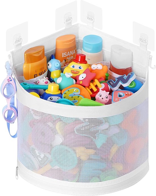 Netzbeutel Zur Aufbewahrung Von Badespielzeug, Großer Baby-badespielzeug-netzbeutel, Badespielzeug-netzbeutel, Hängender Badespielzeug-netzbeutel Mit 4 Selbstklebenden Haken.