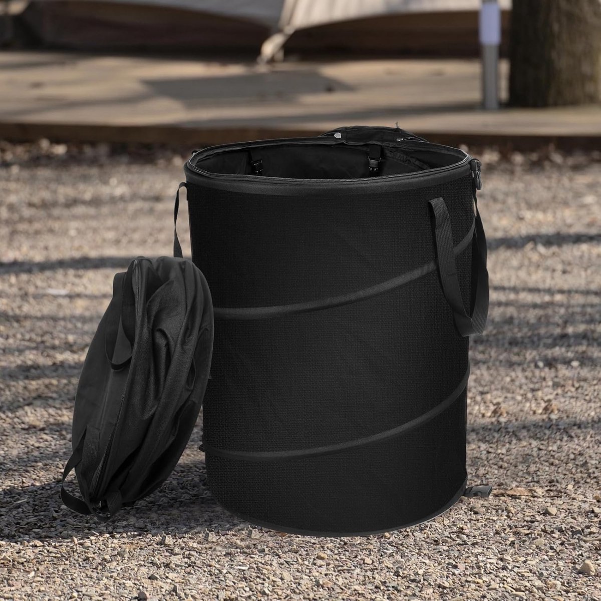 Mülleimer – Faltbarer Camping-mülleimer – 37 Liter – Geeignet Für Garten, Picknick Und Camping – 34 X 40 Cm – Schwarz