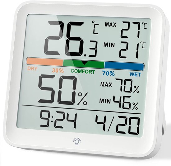 Digitales Raumklimamessgerät, Thermometer Und Hygrometer, Raumklimamessgerät Mit Kalibrierungsfunktion, Berührungsempfindliches Nachtlicht