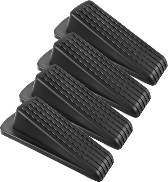 4-teiliges Set Schwarzer, Robuster, Stapelbarer Türstopper Aus Gummi