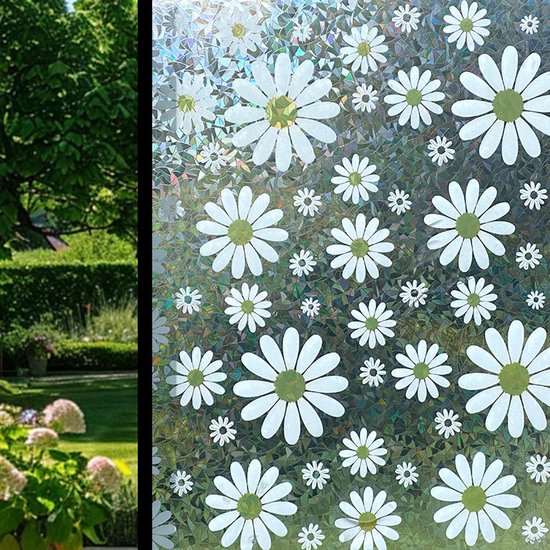 Fensterfolie Sichtschutz Regenbogen, 3d-blumen, Statisch Haftend, Wiederverwendbar, 45 X 200 Cm