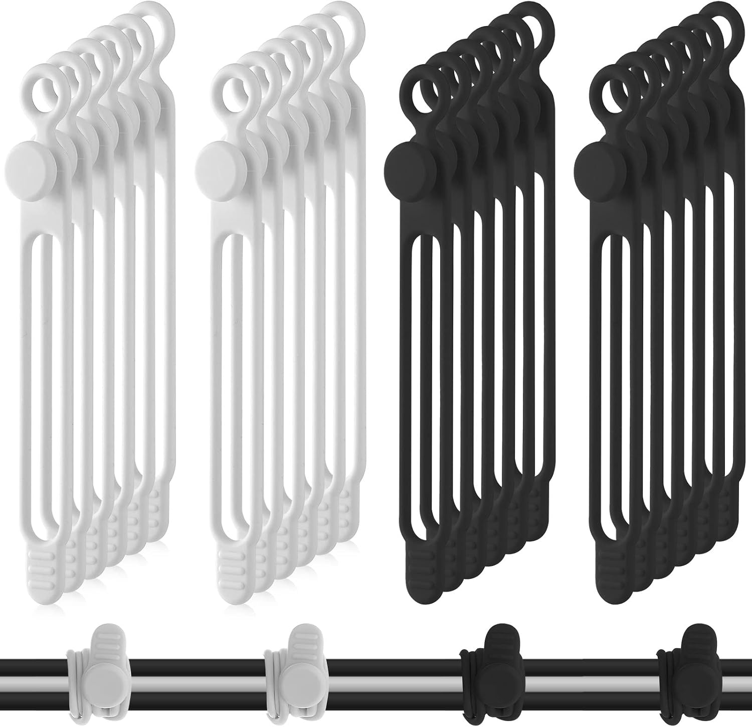 40 Wiederverwendbare Silikon-kabelbinder Für Flexibles Kabelmanagement, Vielseitiger Ladekabel-organizer (schwarz, Weiß)