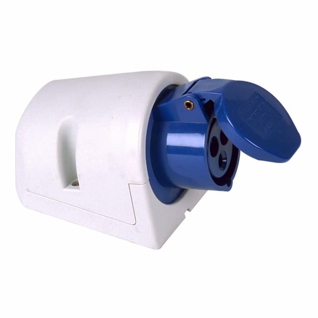 Pce Caravan-CEE-Wandsteckdose 3-polig 16A blau ip 44 Adapterstecker