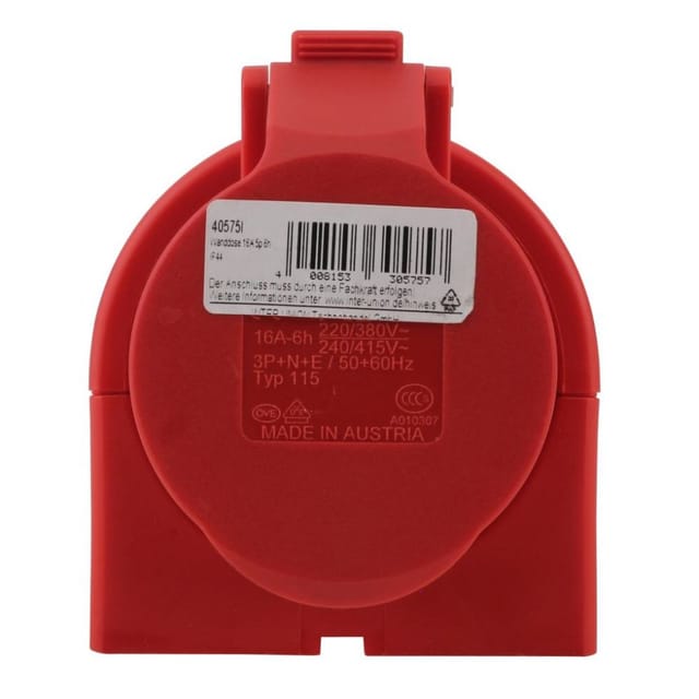 Pce CEE-Wandsteckdose 5-polig 16A rot Adapterstecker