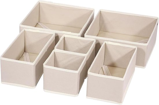 Kleiderschubladen-organizer – 6-teiliges Trennwandset – Faltbar – Stoff – Für Hemden, Socken, Unterwäsche – Hellkhaki