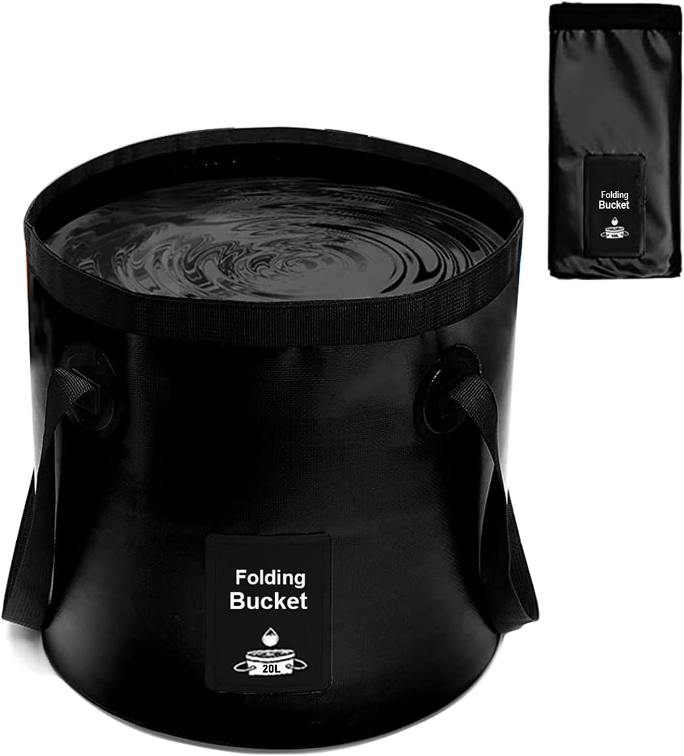 Faltbarer 20-liter-wassereimer – Leicht Und Tragbar – Ideal Für Camping, Angeln, Wandern Und Autowaschen – Schwarz