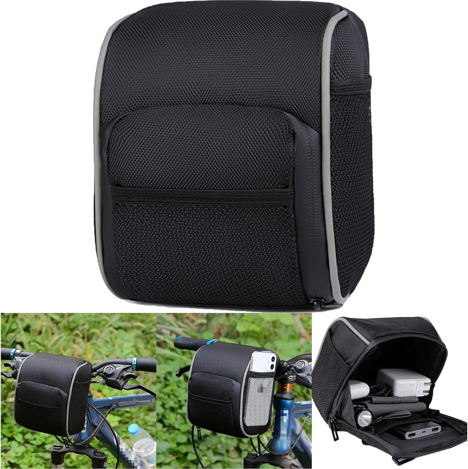 Fahrradlenkertasche, Wasserdichte Rahmentasche, Großes Fassungsvermögen, Einfach Zu Montieren, Kompakte Fronttasche Für Fahrräder (schwarz, 19x14 Cm).