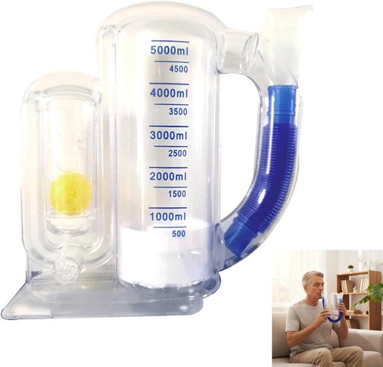 5000 Ml Inspirationsspirometer – Lungentrainer – Tiefenatmungstrainer Mit Durchflussanzeige – Atemtrainer – Für Atemübungen Und