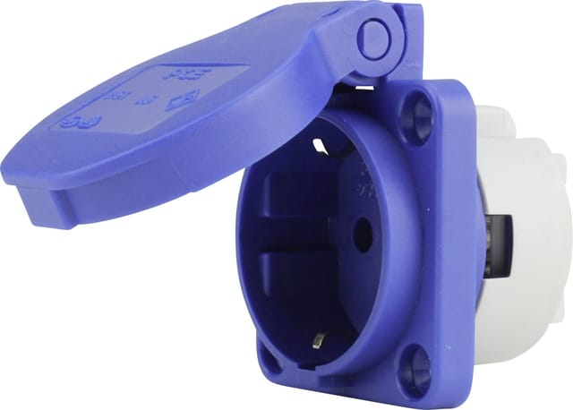 Pce Schutzkontakt-Einbausteckdose 3-polig 16A blau Adapterstecker