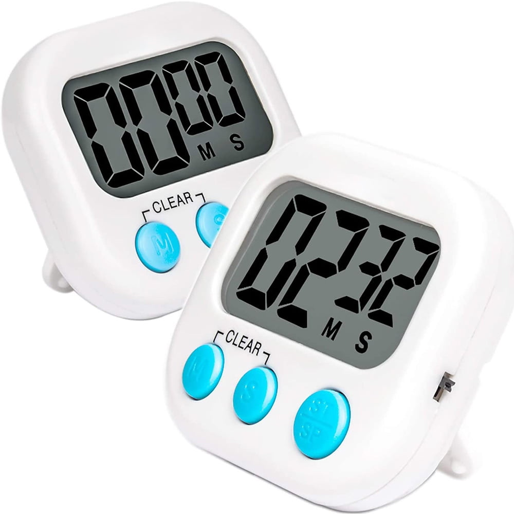 Zweierpack Digitale Küchentimer Mit Großem Digitaldisplay Und Lautem Alarm, Geeignet Zum Kochen Und Backen (weiß).