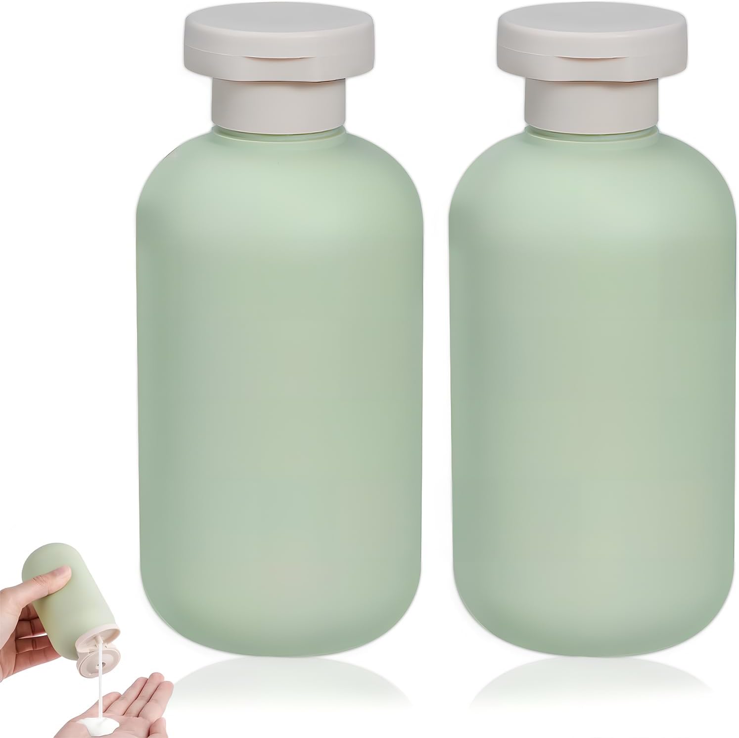 Set Mit 2 Wiederbefüllbaren Reiseflaschen Für Shampoo Und Spülung Mit Klappdeckeln Für Cremes, Lotionen, Shampoo Und Spülung.