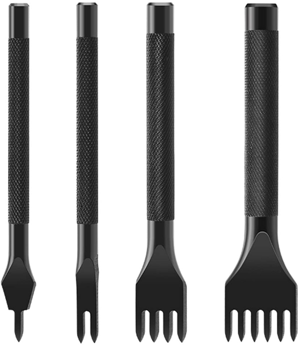 4-teiliges Lederzangenset – 4 Mm – 1/2/4/6 Zähne – Schwarz – Länge: 10 Cm – Lochzange – Stanzwerkzeug – Rutschfester Griff – Ideal – 4 Mm – 4-teilig