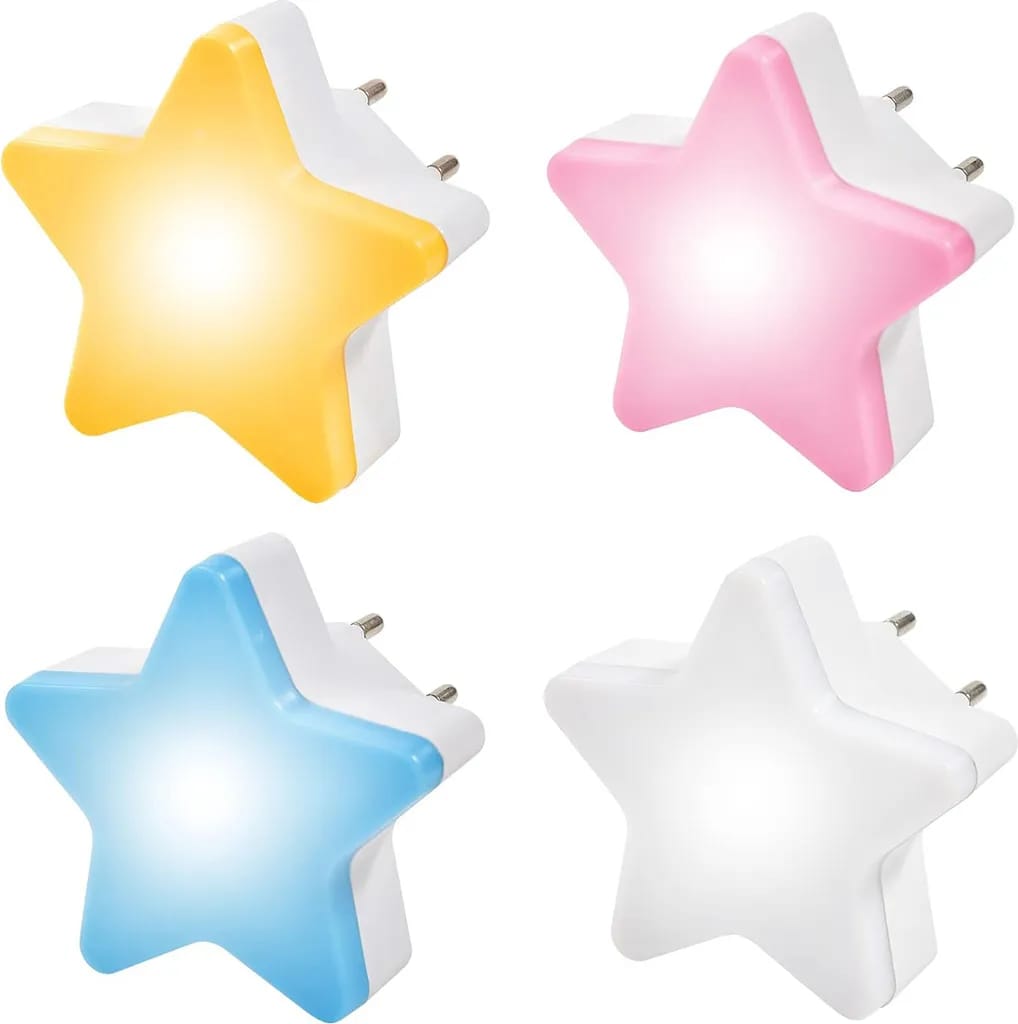 Sternförmiges Led-nachtlicht, Lichtempfindlich, Für Steckdosen Geeignet, Sternförmig, 4er-pack.