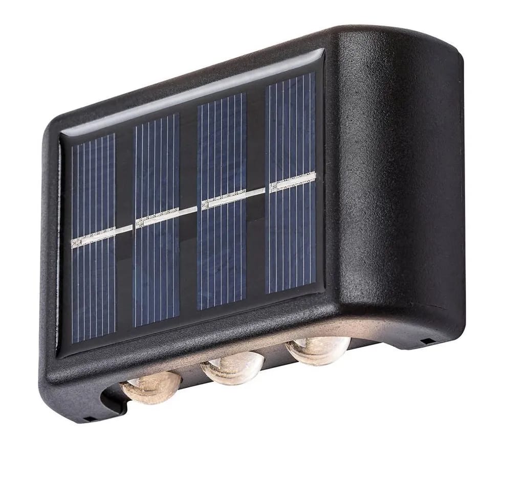 Zwei Solarleuchten, 1,2 W, 3000 K, Schwarz, Warmweißes Licht.