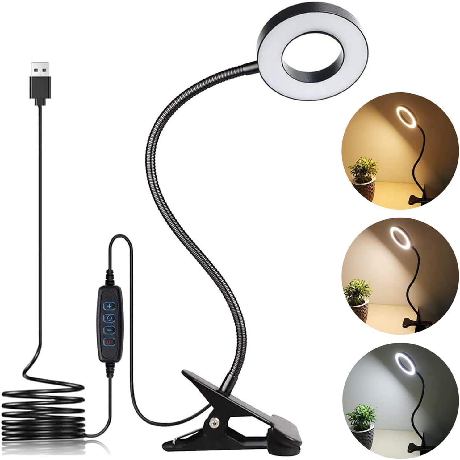 Ansteckbare Led-leseleuchte/arbeitsleuchte Mit 3 Farbmodi, 10 Helligkeitsstufen, Augenschonendem Design Und 360° Flexiblem Schwanenhals