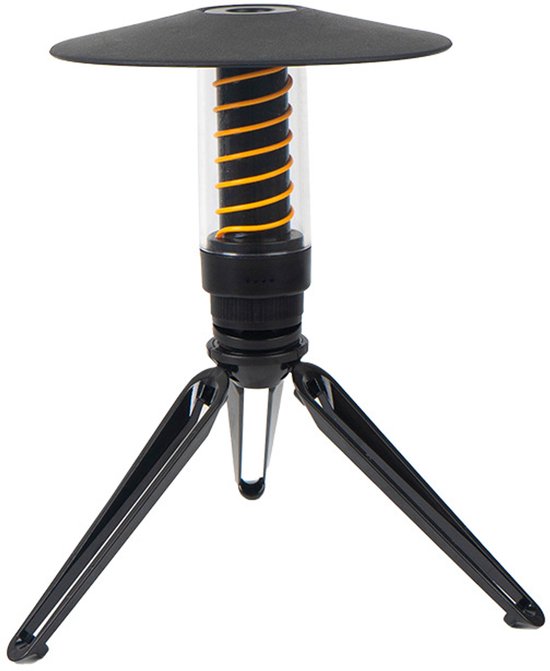 Tragbare, Wiederaufladbare 2000-mah-led-zeltlampe Mit Regenschutz – Schwarz