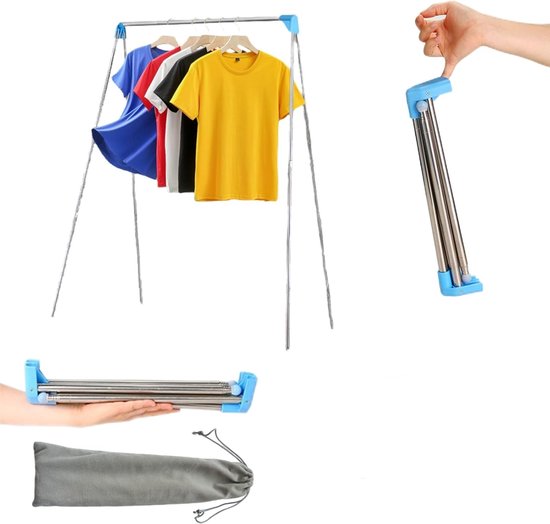 Wäscheständer Mit Stange, Faltbarer Wäscheständer, Extra Großer Wäscheständer, Besonders Robust Und Leicht, Ideal Für Reisen, Mini, 135 X 90 X 73 Cm, Stehender Wäscheständer