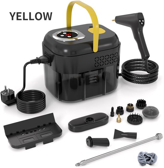 Dampfreiniger, Tragbar, 6 Geschwindigkeitsstufen, Badezimmer, Fliesen, Sessel, Möbel, Teppiche, Holzböden, Sofas, Schwarz.
