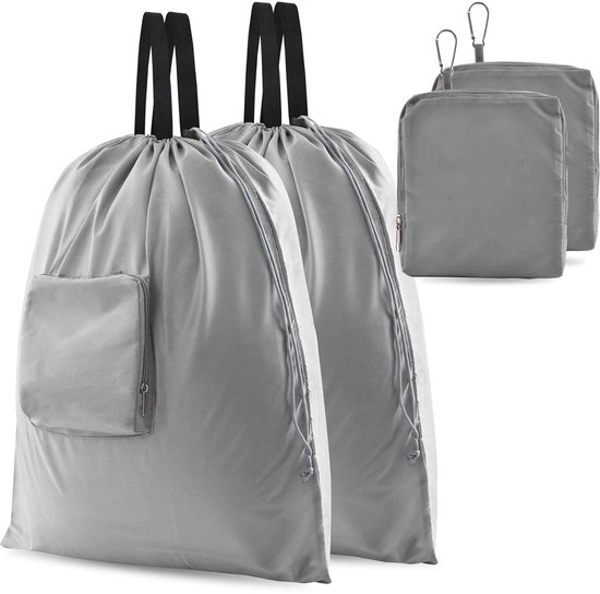 2er-pack Faltbare Reise-wäschebeutel Mit Kordelzug, 51 X 57 Cm, Für Koffer, Grau