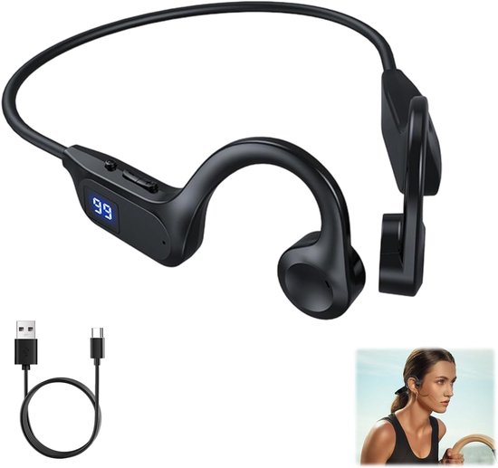 Knochenschallkopfhörer, Kabelloses Bluetooth V5.2, Hifi-stereo Mit Hd-mikrofon, Ip65 Wasserdicht, 15 Stunden Akkulaufzeit, Sportkopfhörer