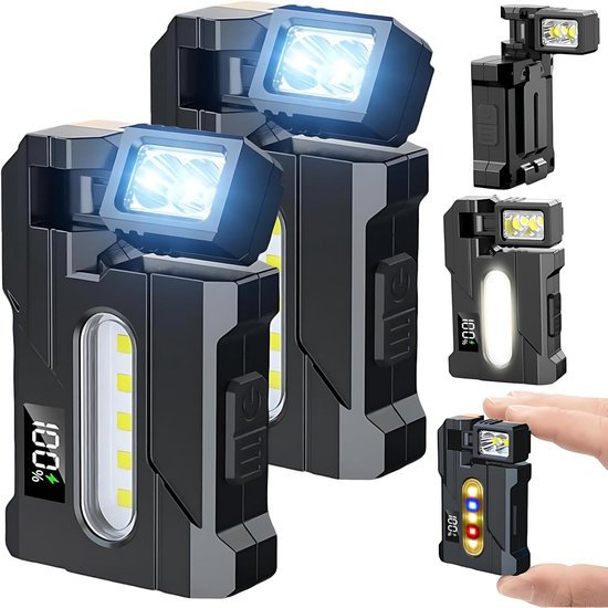 Wiederaufladbare Led-arbeitsleuchte Für Fahrzeuge, 500 Lumen, 2er-pack, Superhelle Mini-taschenlampe Mit Magnetfuß