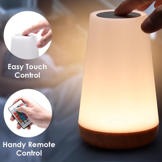 Wiederaufladbares Usb-nachtlicht Mit Fernbedienung, Warmweiß Und 13 Rgb-farben, Stimmungslicht Zum Aufwachen, Dimmbare Touch-nachttischlampe (15 Cm)