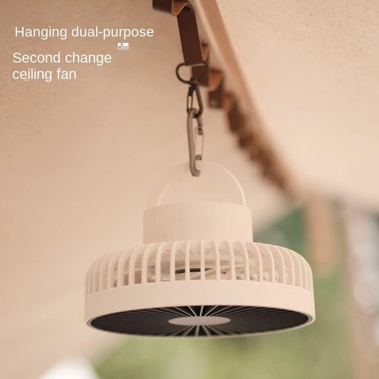 Campingventilator – Zeltventilator – Tragbarer Ventilator – Usb-aufladbar – Mit Ständer – Mit Haken – Drei Windstufen – 4000 Mah – Dunkelgrau