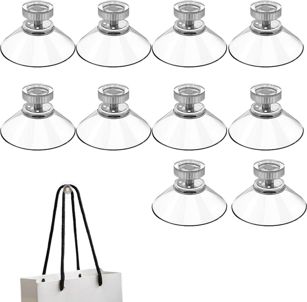 Gewindesaugnäpfe – Transparente Saugnäpfe – 10er-packung
