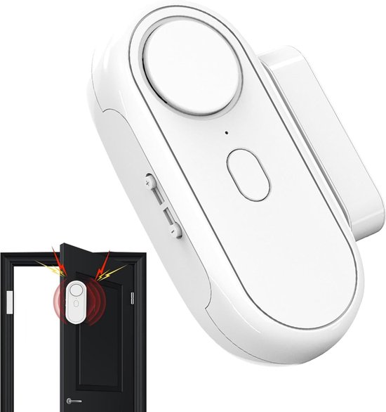 Magnetischer Tür- Und Fensteralarm, Eigenständiges Sicherheitssystem Für Türen Und Fenster, Inklusive Batterie Und Klebeband, Weiß