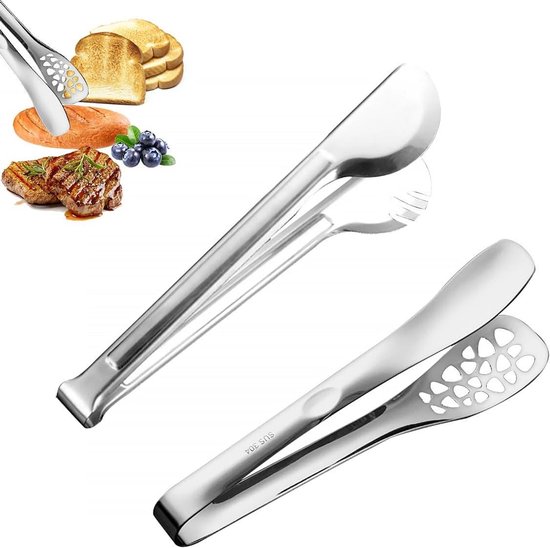 Edelstahlzange, Geeignet Für Pasta, Salat, Wurst, Braten - 24 Cm - 2-teiliges Set.