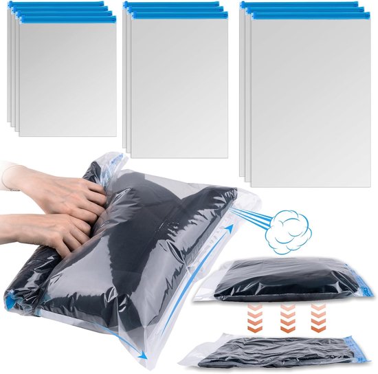 Vakuumbeutel, 10 Stück, Vakuumbeutel Für Kleidung, 4s/3l/3l, Wiederverwendbar Und Faltbar, Keine Pumpe Oder Staubsauger Erforderlich