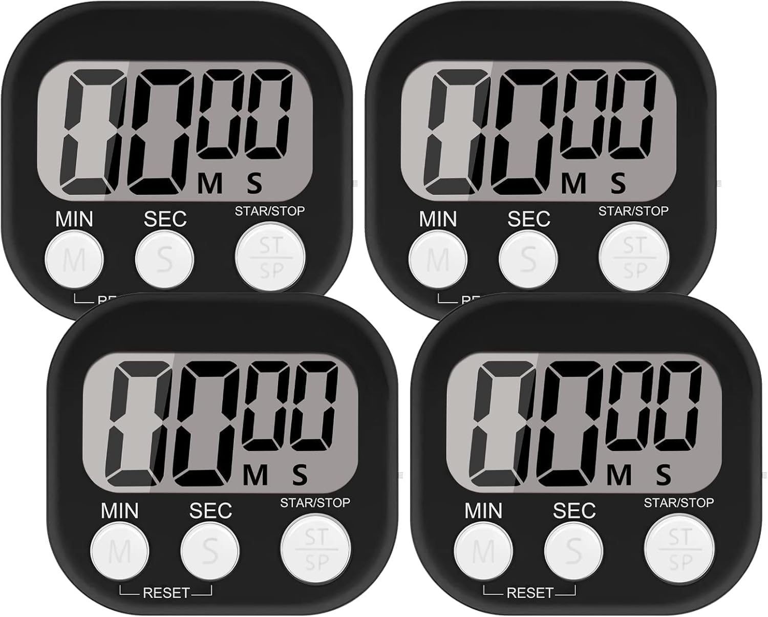 Vierzelliger, Leistungsstarker Küchenwecker Mit Magnetfunktion, Großem Lcd-bildschirm Und Kindertimer, Geeignet Zum Lernen, Trainieren Und Kochen.