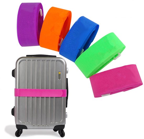 5er-packung 200 Cm Lange, Farbenfrohe, Verstellbare Gepäckgurte Mit Sicheren Schnallen