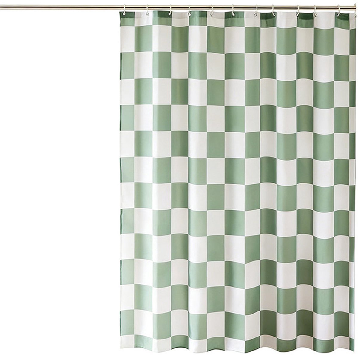 180 X 180 Cm - Maschinenwaschbar - Duschvorhang - Schachbrettmuster - Grün & Weiß - Wasserabweisend - Schweres Polyester 120 G/m²