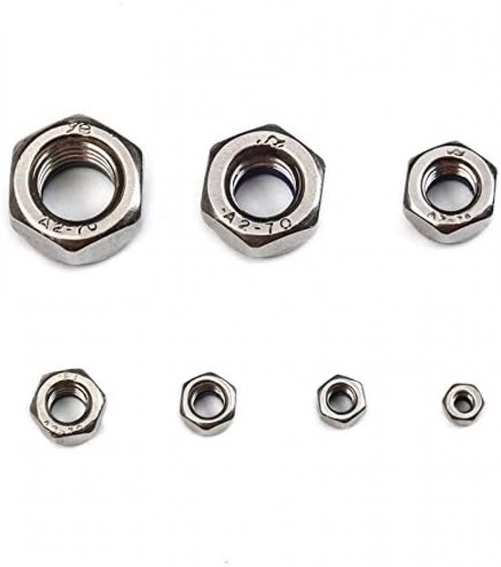 170-teiliges Set Selbstsichernder Sechskant-nylonschrauben Und -muttern Mit Aufbewahrungsbox, M3/m4/m5/m6/m8/m10/m12, Edelstahl, Silberfarben