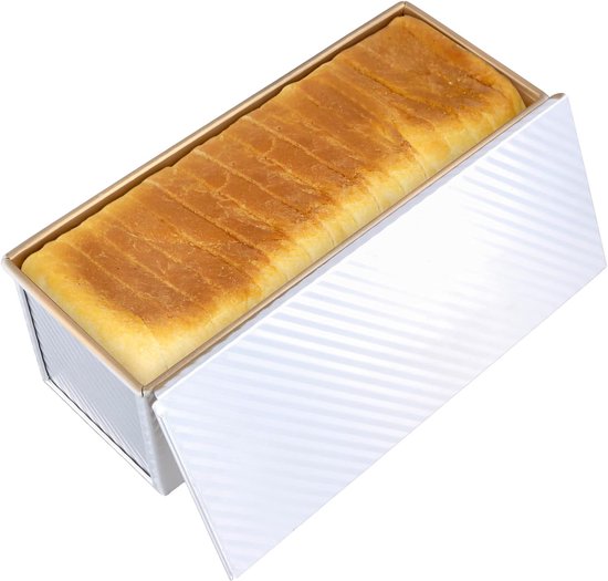 Große Antihaftbeschichtete Brotbackform Aus Aluminiumlegierung Mit Deckel (1200 G) - Rechteckige Kastenform Für Toast, Sandwiches Und Kuchen (37 X 12 X 12 Cm)