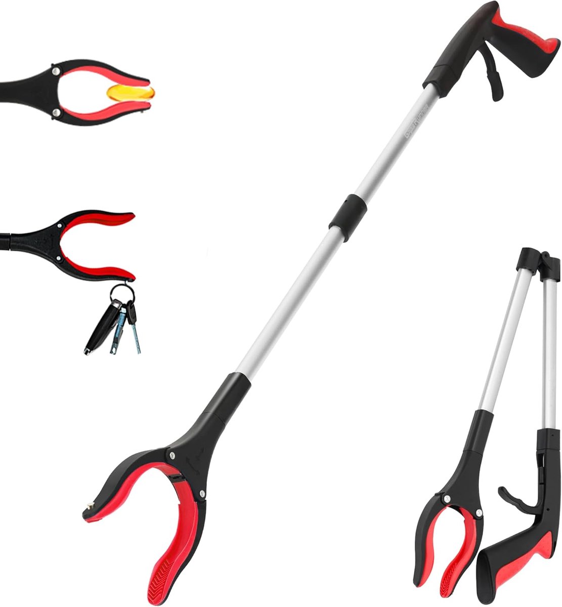 Greifstock – Greifarm Für Senioren Und Menschen Mit Behinderung – Faltbarer Abfallgreifer Mit Magnet – 83 Cm – Rot