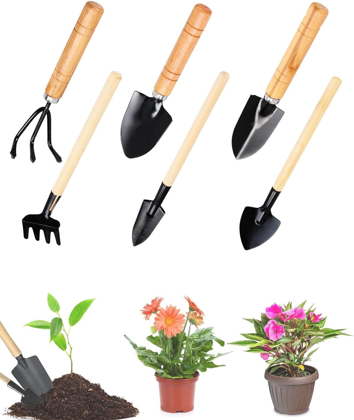 Gartengeräte, 6-teiliges Set, Mini-gartengeräte, Geeignet Zum Auflockern Des Bodens Und Umpflanzen Kleiner Topfpflanzen, Für Gartenliebhaber