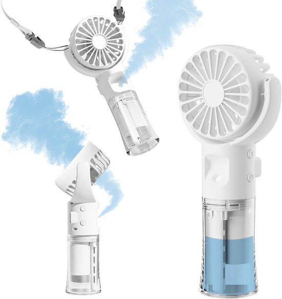 Geeignet Für Handventilatoren Mit Sprühfunktion, Wiederaufladbarem Akku, 4 Geschwindigkeitsstufen, 55 Ml, 360° Drehbar, Weiß