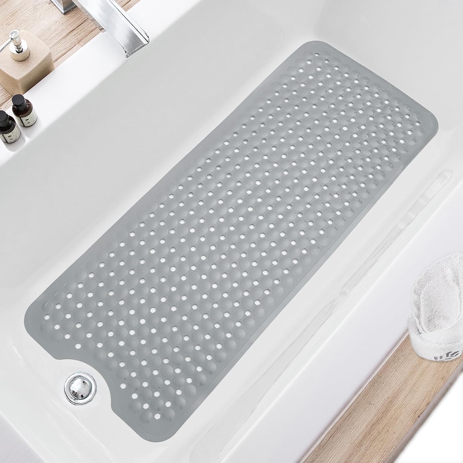Badewannen- Und Duschmatte, Rutschfest, Extra Groß, 100 X 40 Cm, Grau