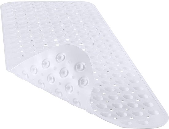 Rutschfeste Badewannenmatte, Schimmelresistent, Extra Lang, Antibakteriell, Frei Von Bpa, Latex Und Phthalaten, Mit Saugnäpfen (40 X 100 Cm, Weiß)