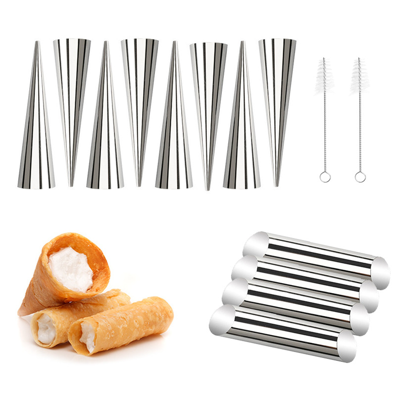 Kegelförmige Backformen Aus Edelstahl – Croissantformen Zum Selberbacken – Eiswaffelförmige, Flache Schraubröhrchen Mit Großem Rand