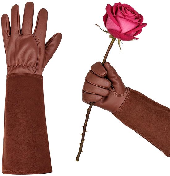 Dornenresistente, Lange Gartenhandschuhe Für Damen Und Herren, Handschuhe Mit Unterarmschutz, Für Garten- Und Haushaltsarbeiten (braun, Xl)