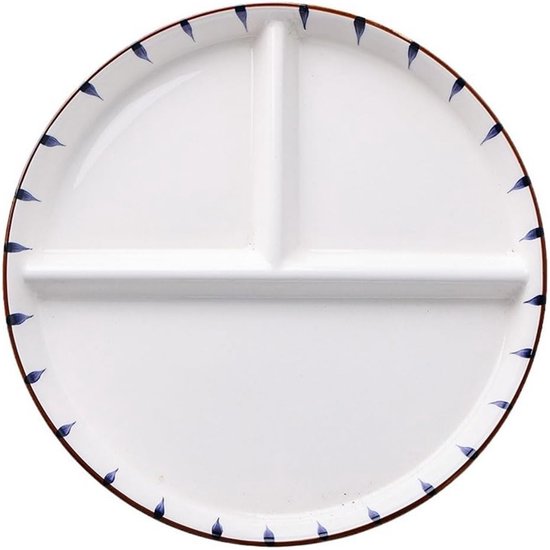 Unterteilter Porzellanteller, Runder Teller (22,4 Cm Durchmesser) Für Erwachsene, Keramik, Für Gesunde Ernährung, Unterteilt Für Dessert, Salat, Steak