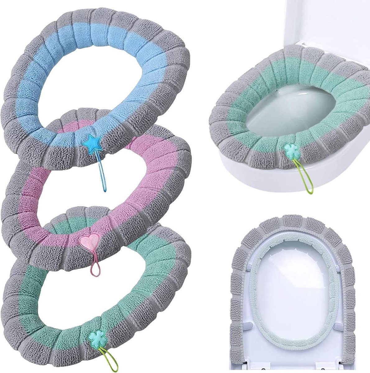 3-teiliges, Wiederverwendbares, Waschbares Wc-sitzkissen-set Mit Griff, Badezimmeraccessoire